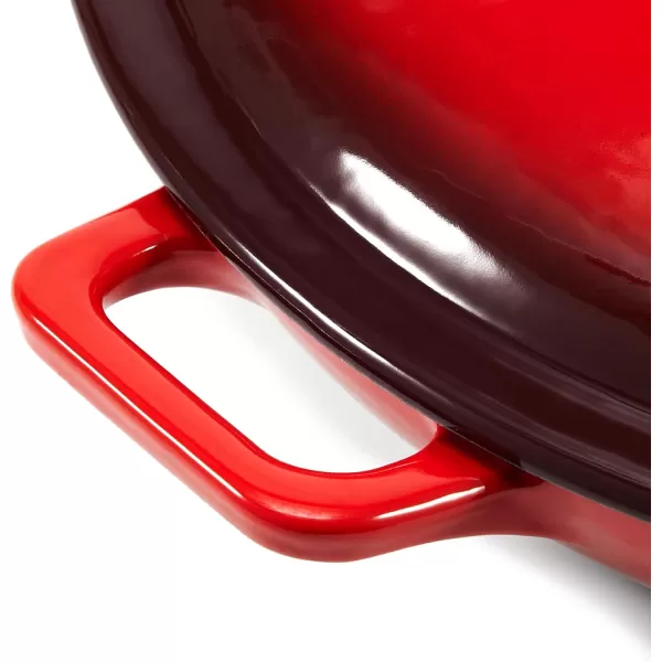 Amazon Basics Round Enameled Cast Iron Covered Casserole Skillet 33quart Matte NavyRed