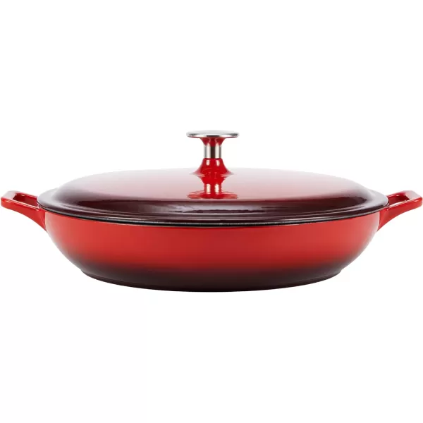 Amazon Basics Round Enameled Cast Iron Covered Casserole Skillet 33quart Matte NavyRed