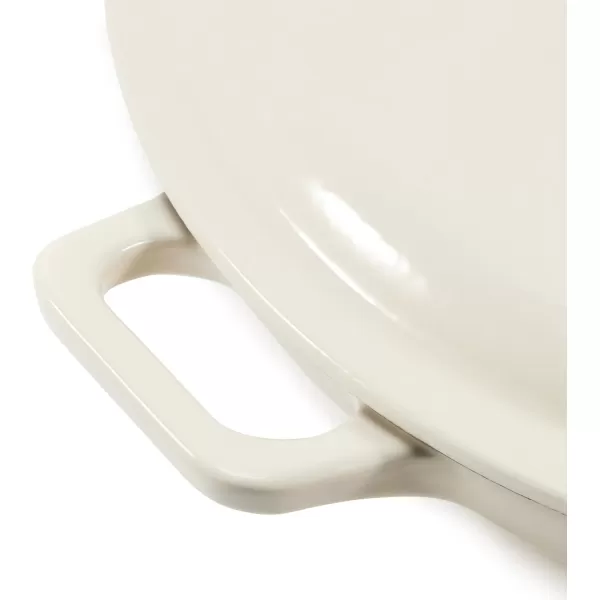Amazon Basics Round Enameled Cast Iron Covered Casserole Skillet 33quart Matte NavyWhite