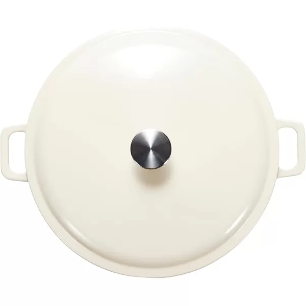 Amazon Basics Round Enameled Cast Iron Covered Casserole Skillet 33quart Matte NavyWhite
