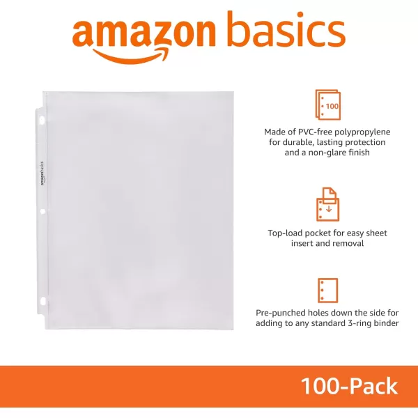 Amazon Basics Sheet Protector NonGlare 500Pack Protecting 85 x 11 in sheet Clear100  Pack