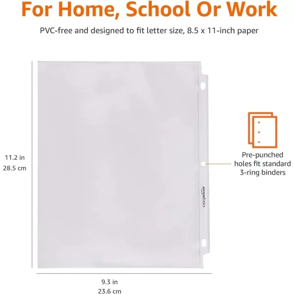 Amazon Basics Sheet Protector NonGlare 500Pack Protecting 85 x 11 in sheet Clear100  Pack