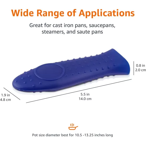 Amazon Basics Silicone Hot Skillet Rectangular Handle Cover Holder BlueBlue