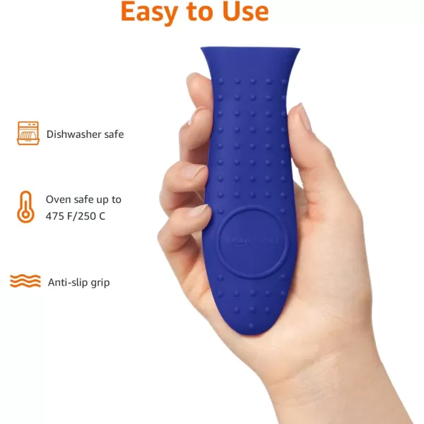 Amazon Basics Silicone Hot Skillet Rectangular Handle Cover Holder BlueBlue