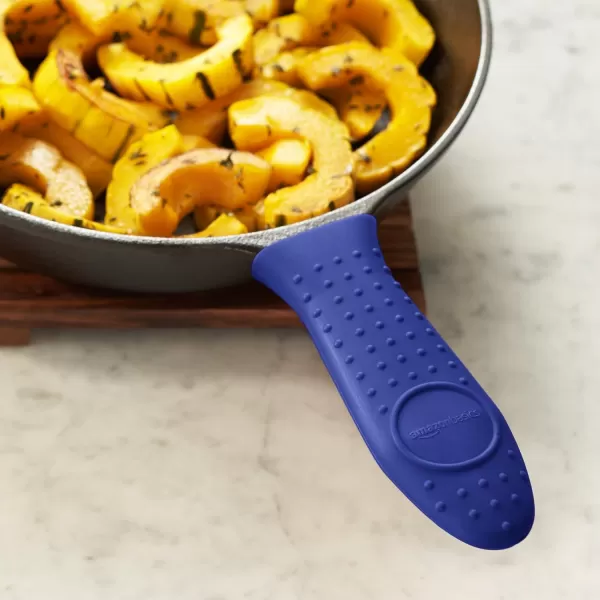 Amazon Basics Silicone Hot Skillet Rectangular Handle Cover Holder BlueBlue
