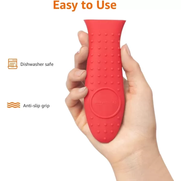 Amazon Basics Silicone Hot Skillet Rectangular Handle Cover Holder BlueRed