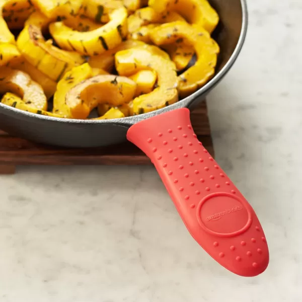 Amazon Basics Silicone Hot Skillet Rectangular Handle Cover Holder BlueRed