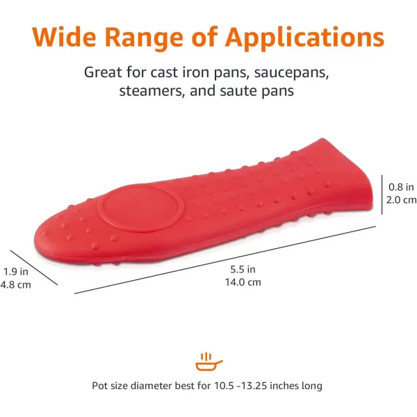 Amazon Basics Silicone Hot Skillet Rectangular Handle Cover Holder BlueRed