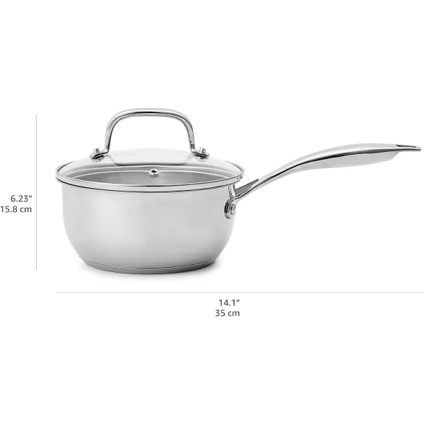 Amazon Basics Stainless Steel Sauce Pan with Lid 3Quart 28 L Silver 3 QT25QT