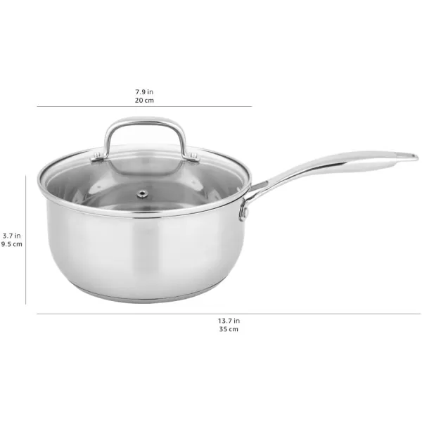 Amazon Basics Stainless Steel Sauce Pan with Lid 3Quart 28 L Silver 3 QT3 QT