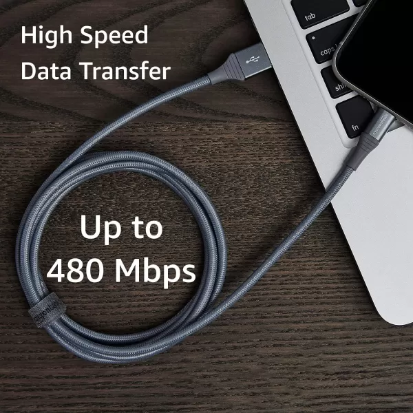 Amazon Basics USBA to Lightning Charger Cable Nylon Braided Cord MFi Certified Charger for Apple iPhone 14 13 12 11 X Xs Pro Pro Max Plus iPad 10000 Bend Lifespan 6 Foot Rose GoldDark Gray