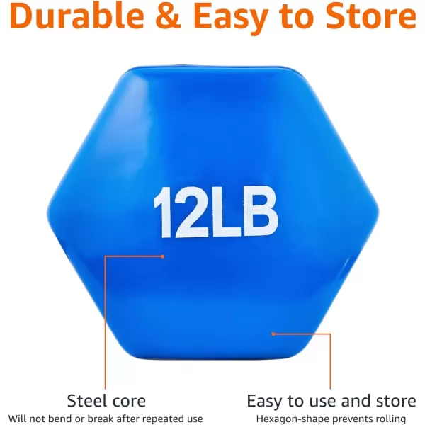 Amazon Basics Vinyl Hexagon Workout Dumbbell Hand Weight Set of 212 Pounds