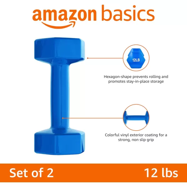 Amazon Basics Vinyl Hexagon Workout Dumbbell Hand Weight Set of 212 Pounds