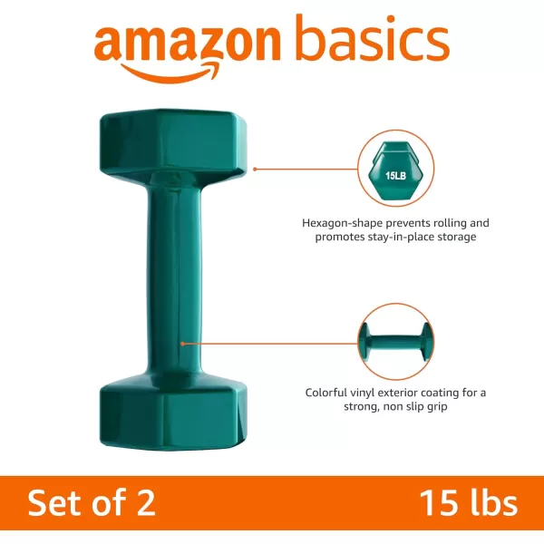 Amazon Basics Vinyl Hexagon Workout Dumbbell Hand Weight Set of 215 Pounds