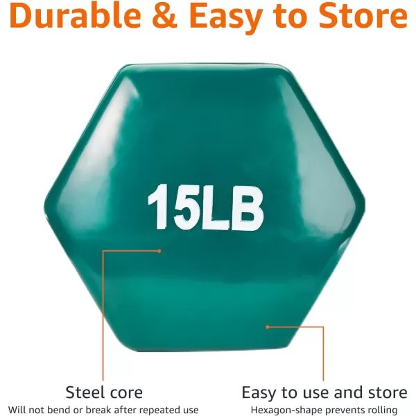 Amazon Basics Vinyl Hexagon Workout Dumbbell Hand Weight Set of 215 Pounds