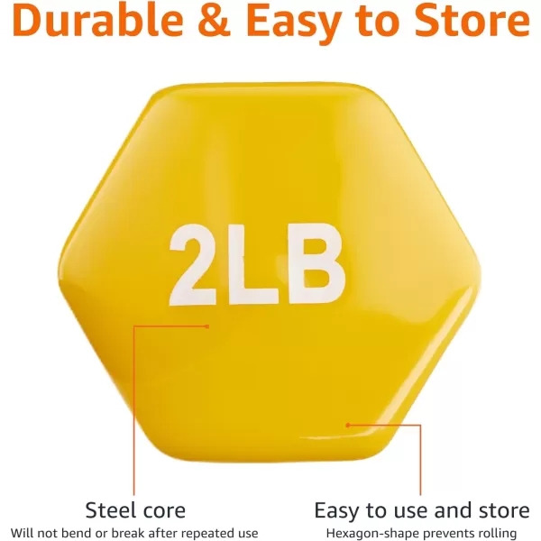 Amazon Basics Vinyl Hexagon Workout Dumbbell Hand Weight Set of 22 Pounds