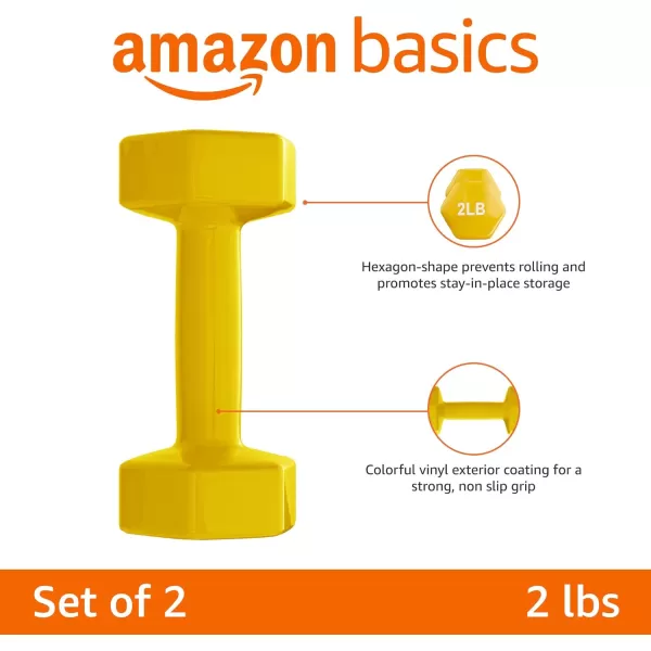 Amazon Basics Vinyl Hexagon Workout Dumbbell Hand Weight Set of 22 Pounds