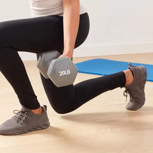 Amazon Basics Vinyl Hexagon Workout Dumbbell Hand Weight Set of 220 Pounds