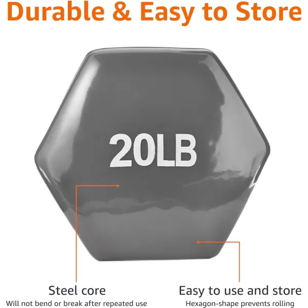 Amazon Basics Vinyl Hexagon Workout Dumbbell Hand Weight Set of 220 Pounds