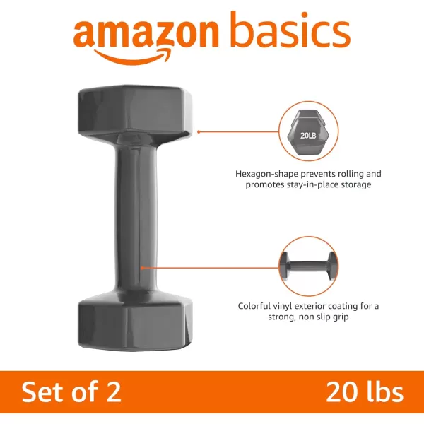Amazon Basics Vinyl Hexagon Workout Dumbbell Hand Weight Set of 220 Pounds
