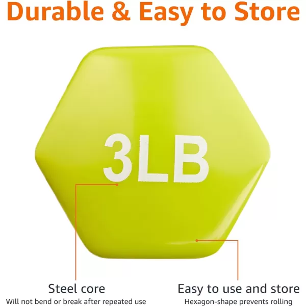 Amazon Basics Vinyl Hexagon Workout Dumbbell Hand Weight Set of 23 Pounds