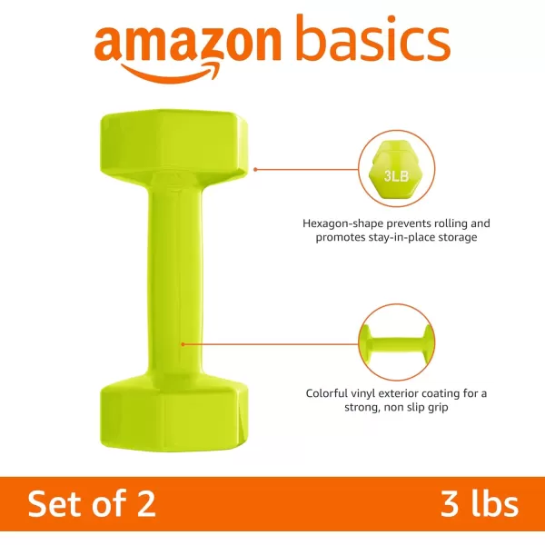 Amazon Basics Vinyl Hexagon Workout Dumbbell Hand Weight Set of 23 Pounds