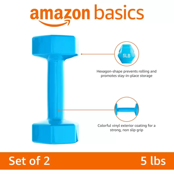 Amazon Basics Vinyl Hexagon Workout Dumbbell Hand Weight Set of 25 Pounds