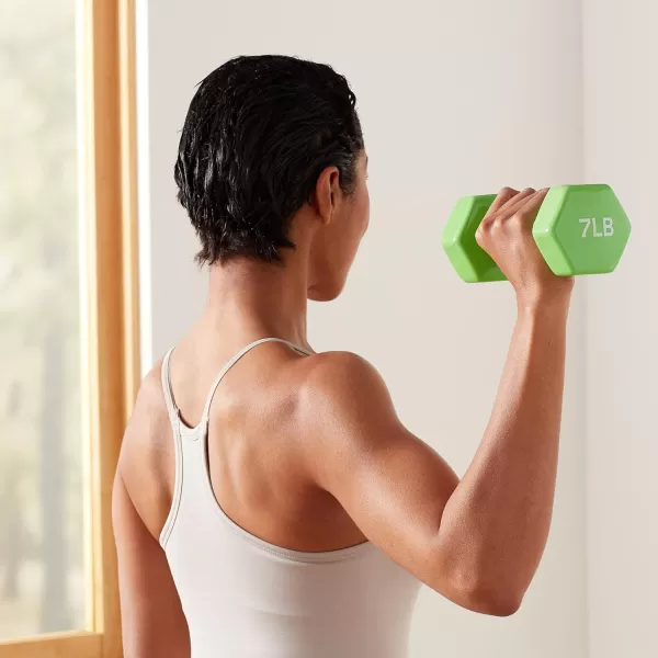 Amazon Basics Vinyl Hexagon Workout Dumbbell Hand Weight Set of 27 Pounds