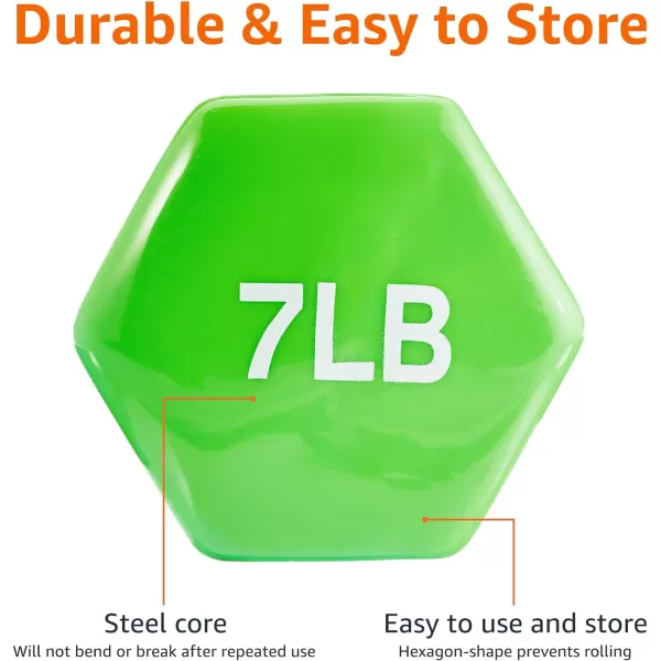 Amazon Basics Vinyl Hexagon Workout Dumbbell Hand Weight Set of 27 Pounds