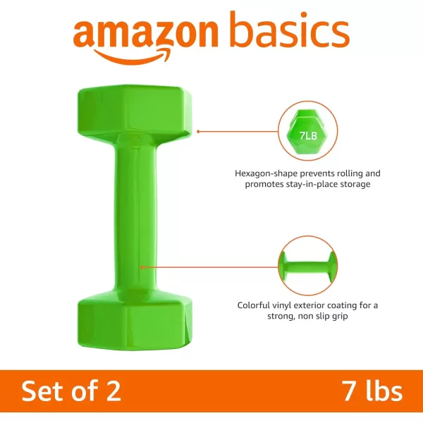 Amazon Basics Vinyl Hexagon Workout Dumbbell Hand Weight Set of 27 Pounds