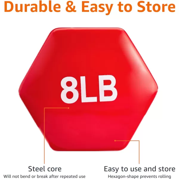 Amazon Basics Vinyl Hexagon Workout Dumbbell Hand Weight Set of 28 Pounds