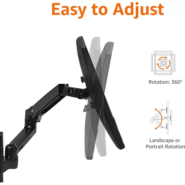 Amazon Basics Wall Mount Computer Monitor and TV Stand  Lift Engine Arm Mount Aluminum  BlackBlack