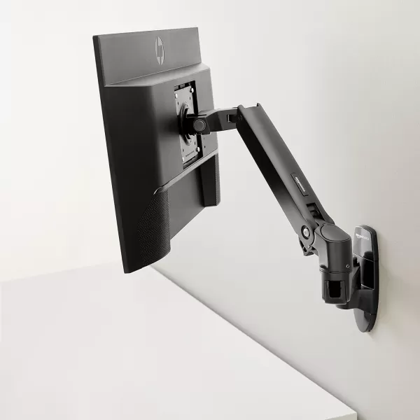 Amazon Basics Wall Mount Computer Monitor and TV Stand  Lift Engine Arm Mount Aluminum  BlackBlack