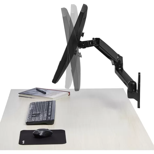 Amazon Basics Wall Mount Computer Monitor and TV Stand  Lift Engine Arm Mount Aluminum  BlackBlack