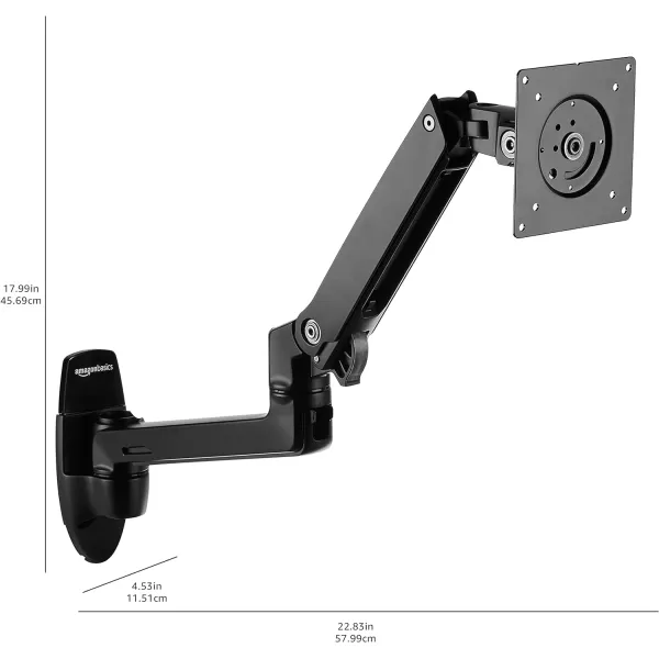 Amazon Basics Wall Mount Computer Monitor and TV Stand  Lift Engine Arm Mount Aluminum  BlackBlack