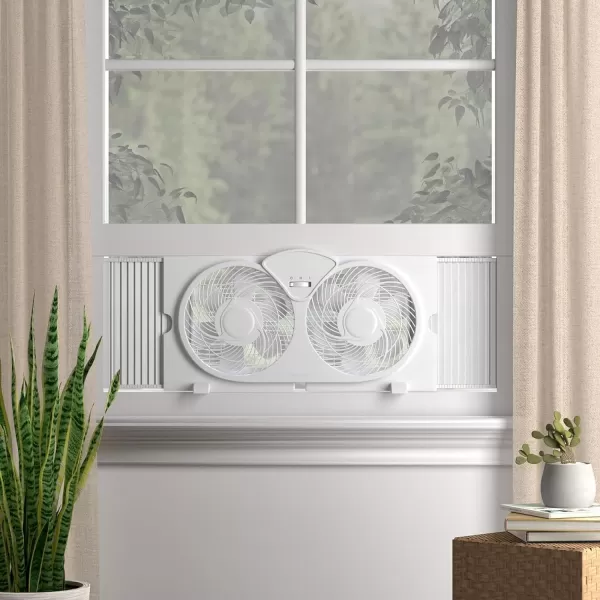 Amazon Basics Window Fan with Manual Controls Twin 9 Inch Blades WhiteBasic