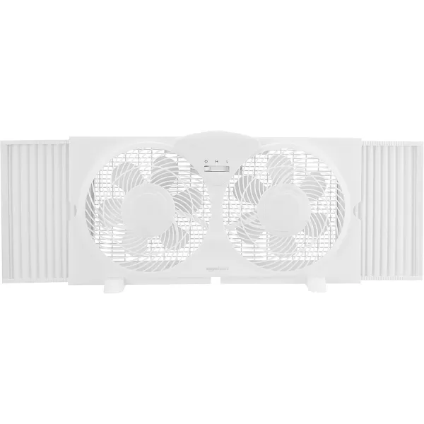 Amazon Basics Window Fan with Manual Controls Twin 9 Inch Blades WhiteBasic