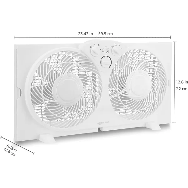Amazon Basics Window Fan with Manual Controls Twin 9 Inch Blades WhiteManual Control