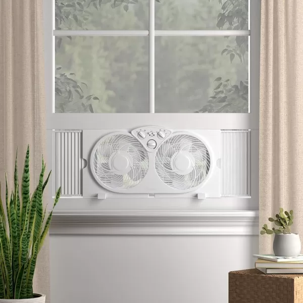 Amazon Basics Window Fan with Manual Controls Twin 9 Inch Blades WhiteManual Control