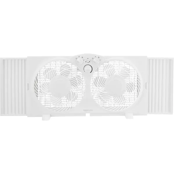 Amazon Basics Window Fan with Manual Controls Twin 9 Inch Blades WhiteManual Control