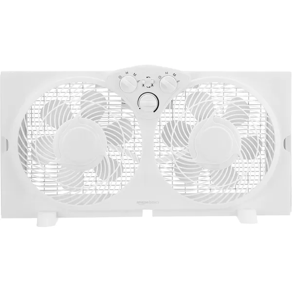 Amazon Basics Window Fan with Manual Controls Twin 9 Inch Blades WhiteManual Control