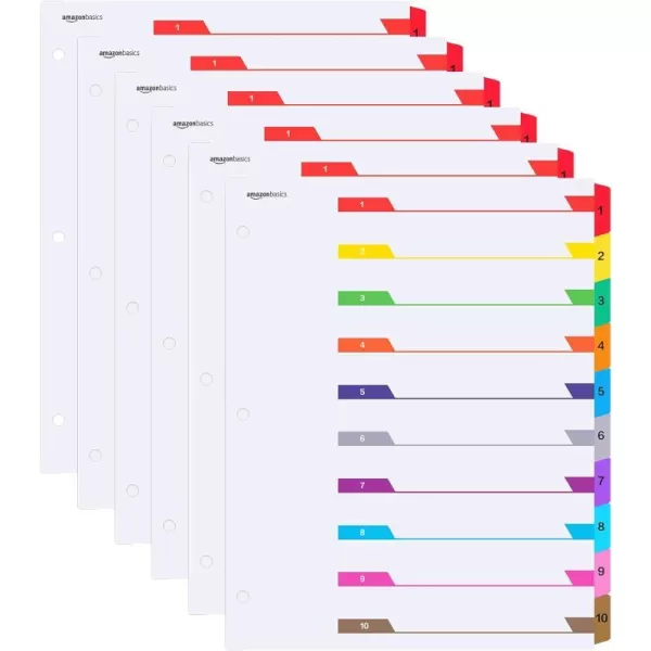 Amazon Basics 12 Tab Monthly Dividers for 3 Ring Binder Customizable Table of Contents Page Multicolor 10Pack10Tab