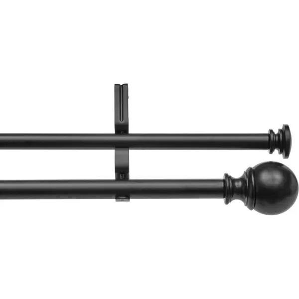 Amazon Basics 1Inch Curtain Rod with Round Finials 1Pack 36 to 72 BlackBlack