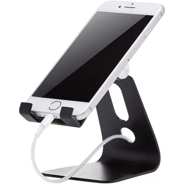 Amazon Basics Adjustable Aluminum Cell Phone Desk Stand for iPhone and Android BlackBlack