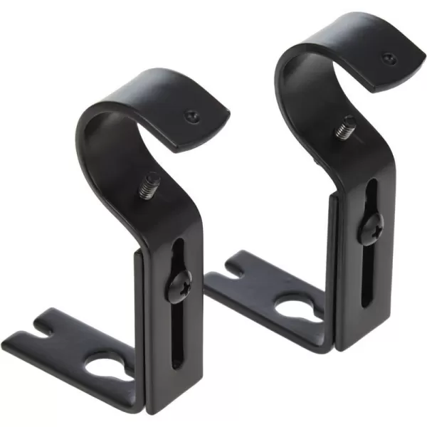 Amazon Basics Adjustable Curtain Rod Wall Bracket Hooks Set of 2 Silver NickelBlack