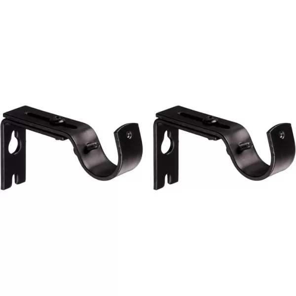 Amazon Basics Adjustable Curtain Rod Wall Bracket Hooks Set of 2 Silver NickelBronze