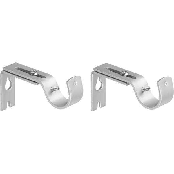 Amazon Basics Adjustable Curtain Rod Wall Bracket Hooks Set of 2 Silver NickelSilver Nickel