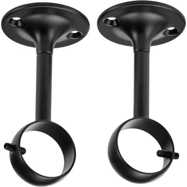 Amazon Basics Curtain Rod CeilingMount Bracket Set of 2 BlackBlack