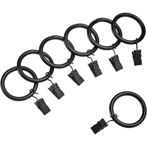 Amazon Basics Curtain Rod Clip Rings for 1 Rod Set of 7 BlackBlack