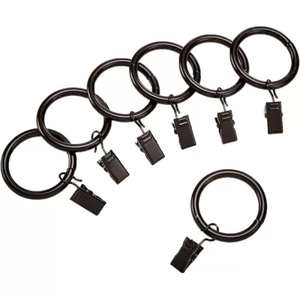 Amazon Basics Curtain Rod Clip Rings for 1 Rod Set of 7 BlackBronze